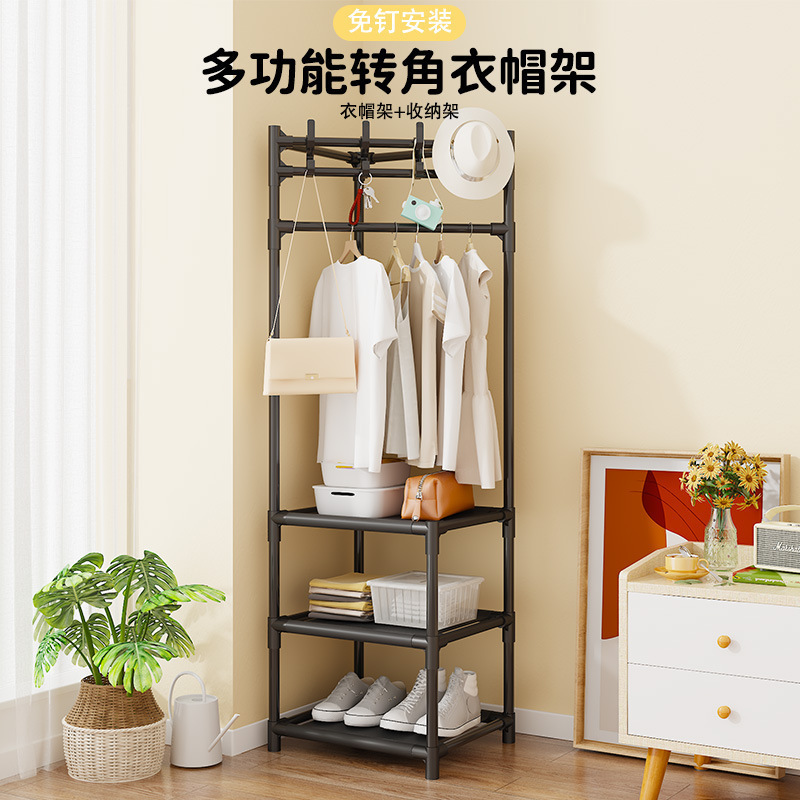 新簡易多機能コーナーコートラックの壁の隅に服を掛けます。|undefined