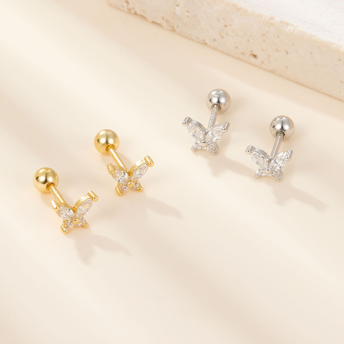 Butterfly Pattern Women's Gender Sweet, Simple Style Style 1 Pair 925 Sterling Silver 925 Sterling Silver Earrings Butterfly Ear Studs