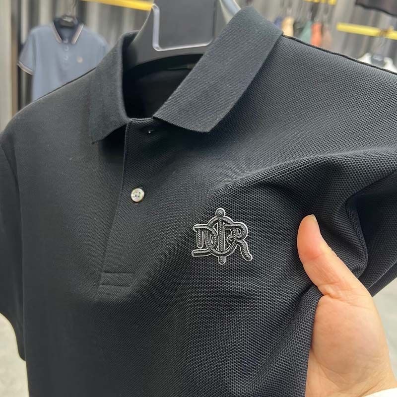 国境を越えた貿易供給刺繍ラペル半袖メンズサマーポールポロカジュアルコットンTシャツ|undefined