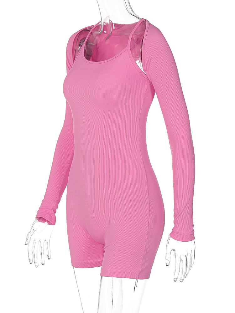Women Clothing Autumn Sexy U Collar Shawl Tight Jumpsuit