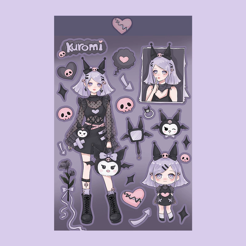 Оригинальный Kuromi Merlotya Yugou Dog антропоморфные наклейки Curva Guru Patch Paper Curgey Handbook наклейка