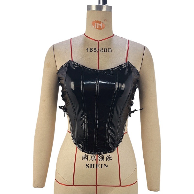 Ropa de mujer de estilo europeo y americano 2024 primavera y verano sexy chica caliente metálico con cordones tubo superior chaleco Fishbone cintura chaleco para mujeres