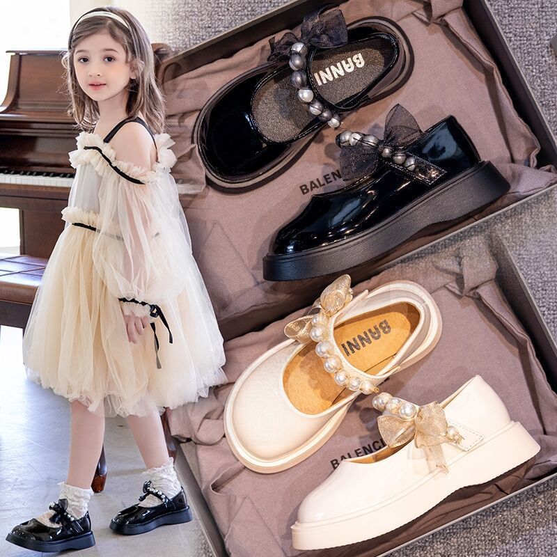 Girls' Shoes Flats 2025 Spring & Fall New Style Kidsren's Princess Shoes Versatile Soft Sole White Small Leather Shoes Performance Shoes Trendy