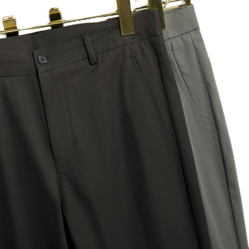 Pantalones de traje anti-arrugas para hombres, delgados, rectos, negocios, ocio, nueve puntos, pantalones de traje de alto nivel
