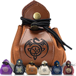 Cross-Border Leather Dice Storage Bag Leather Drawstring Flap Pocket Pants Board Game Peripheral Dice Tray Foldableing Game Bag