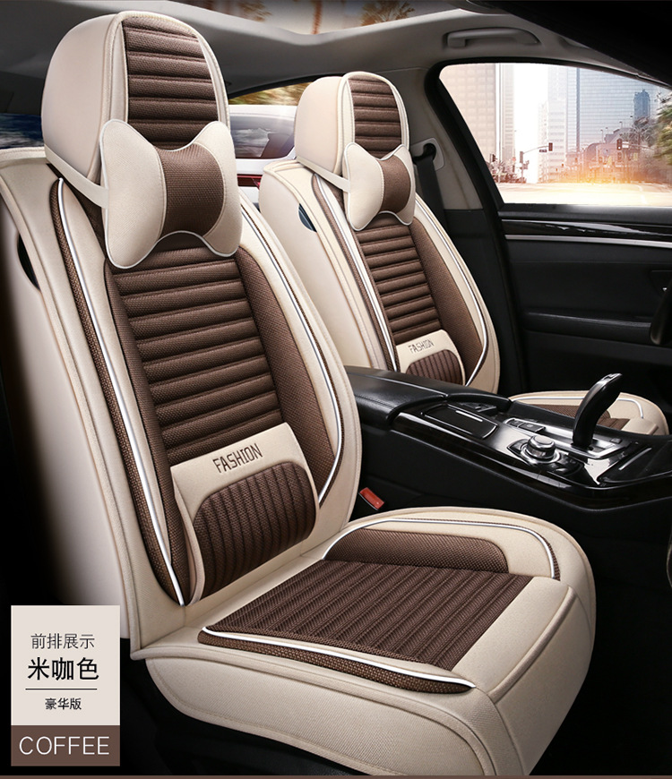 Factory Direct Sales Breathable Linen All-Season Wear-Resistant and Dirt-Resistant Fully Enclosed Car Seat Cushion Car Seat Cover