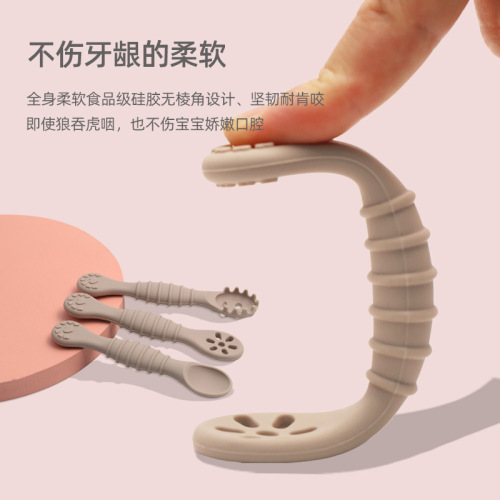 Factory direct sales baby silicone spoon children's full silicone spoon high-looking silicone spoon maternal and infant food spoon noodle spoon