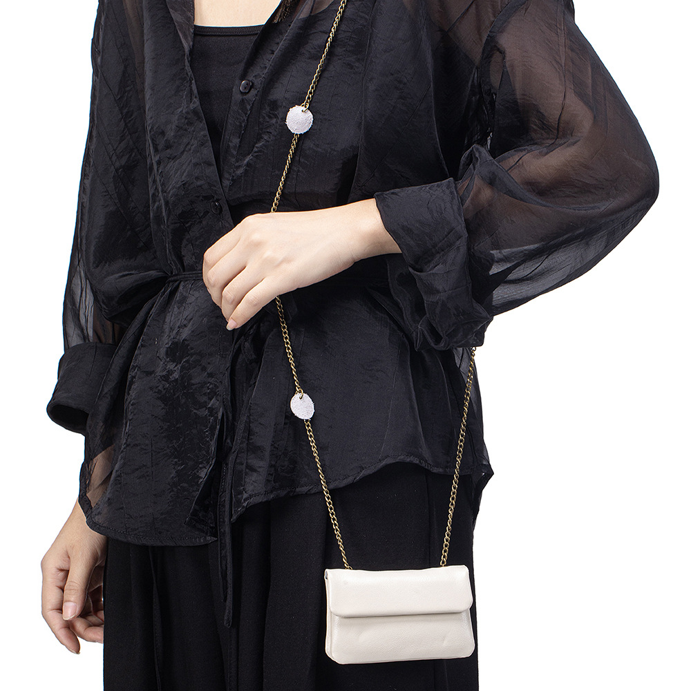 New Top Grain Cowhide Chain Square Mini Bag, Niche Design Vintage Shoulder And Crossbody Bag For Women - Thumbnail 2