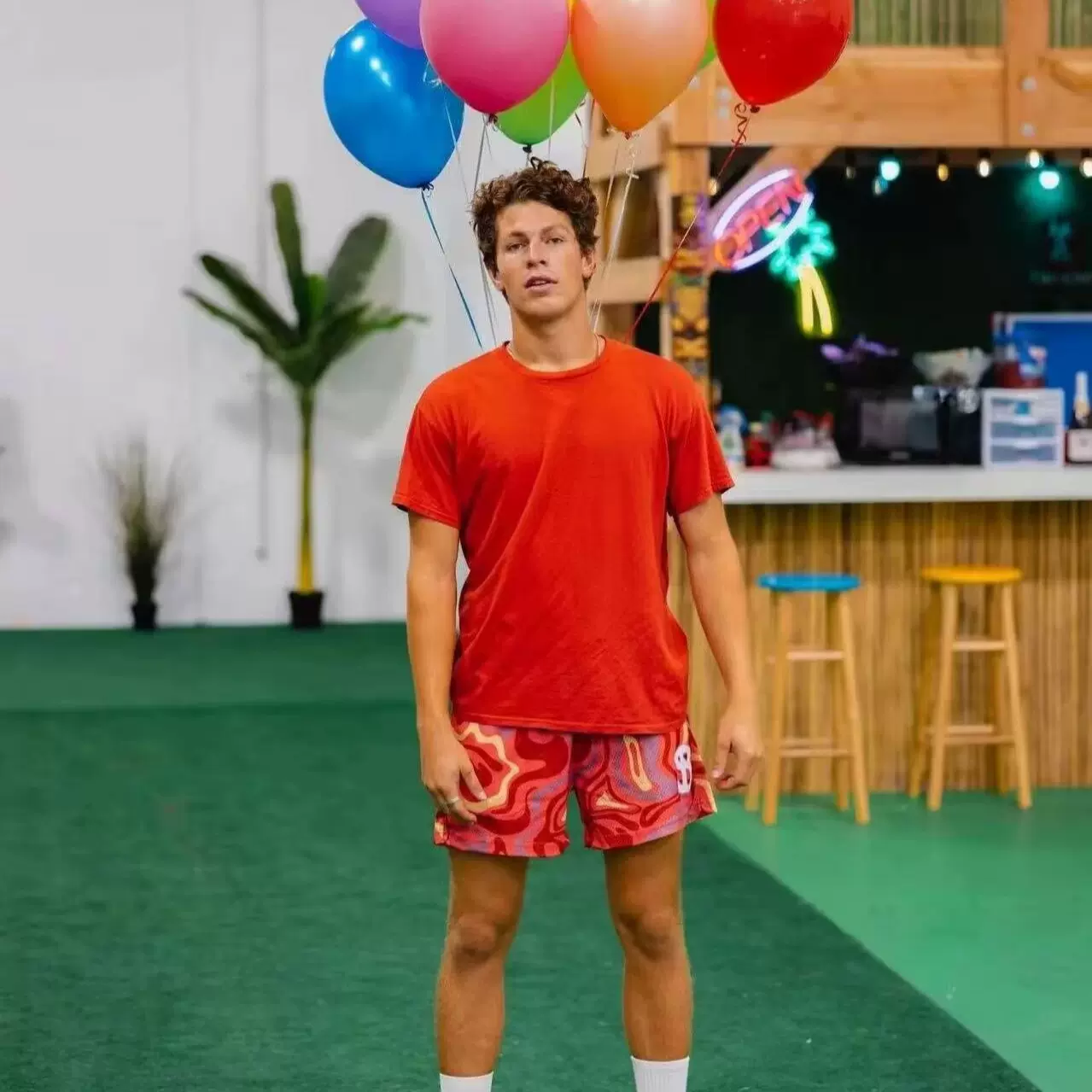 粉红色短裤男美式潮牌街头涂鸦小众篮球裤四分不过膝夏季速干运动