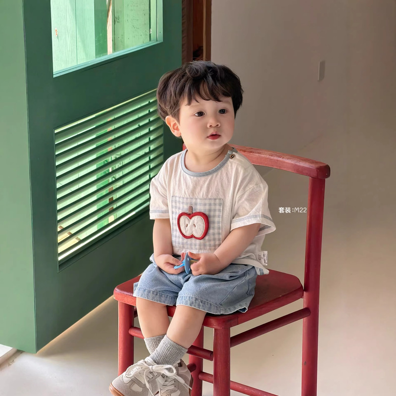 Momo Li Baby Summer Clothes Are Super Cute and Adorable, Two-Piece Summer Outfit for Infants and Toddlers, Thin Korean-Style T-Shirt and Shorts Momo Li Baby Summer Clothes Are Super Cute and Adorable, Two-Piece Summer Outfit for Infants and Toddlers, Thin Korean-Style T-Shirt and Shorts