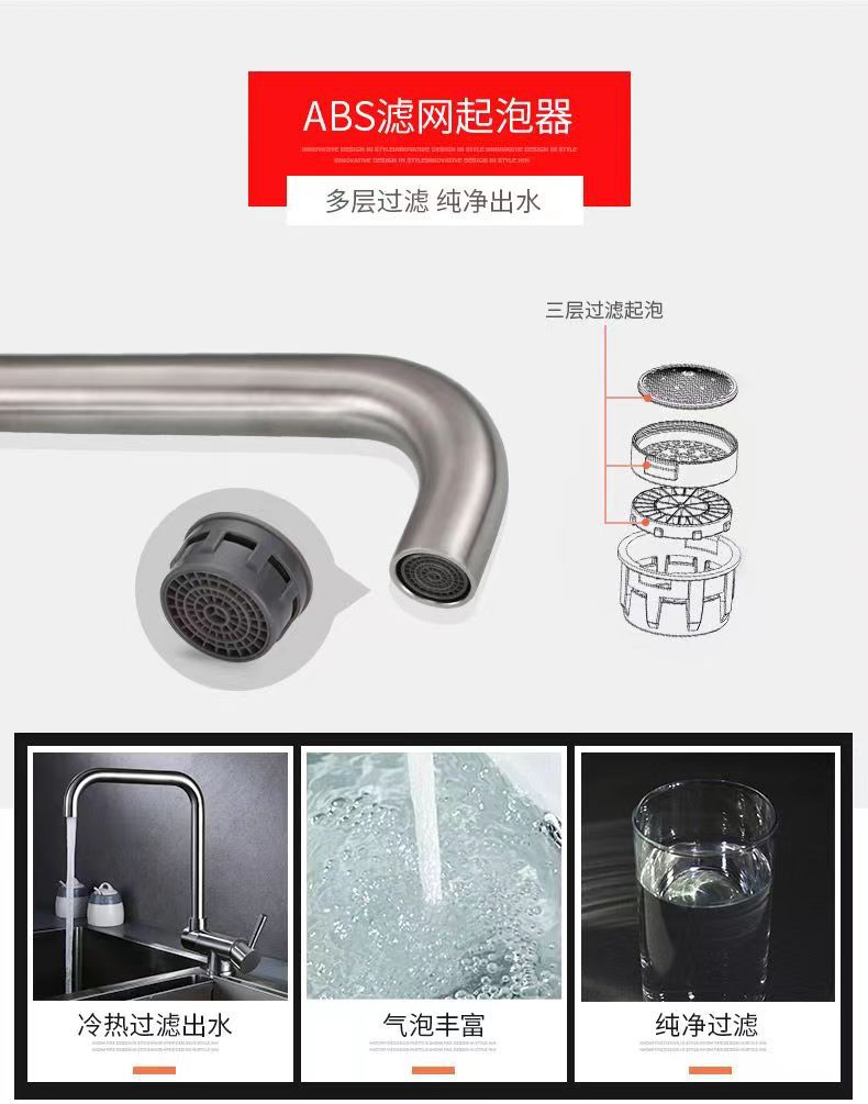 kitchen tap304 stainless steel kitchen faucet, rotatable faucet for household sink with window undefined