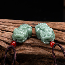 小号通财玉石吊坠挂件玉器天然翡翠豆种玉佩貔貅男女货批发中式