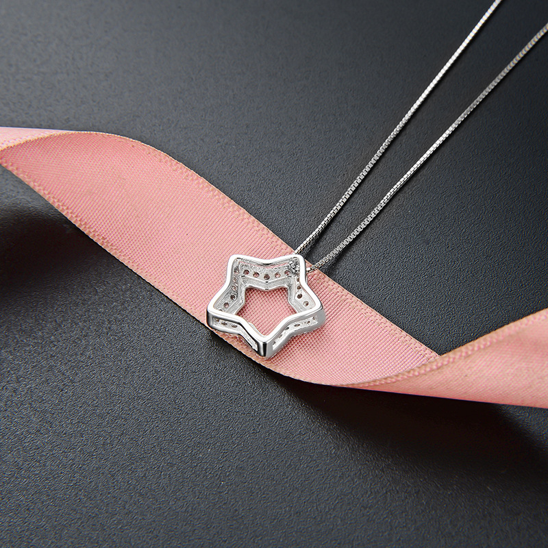 Transfronteriza nuevo popular estrella personalidad colgante Corea del Sur s925 plata esterlina diamante circón clavícula cadena femenina temperamento collar