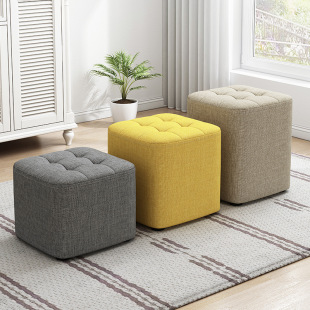 Simple Stool, Shoe-Changing Stool, Household Stool, Low Dining Stool, Small Footstool, Small Square Stool, Fabric Stool, Sofa Footrest