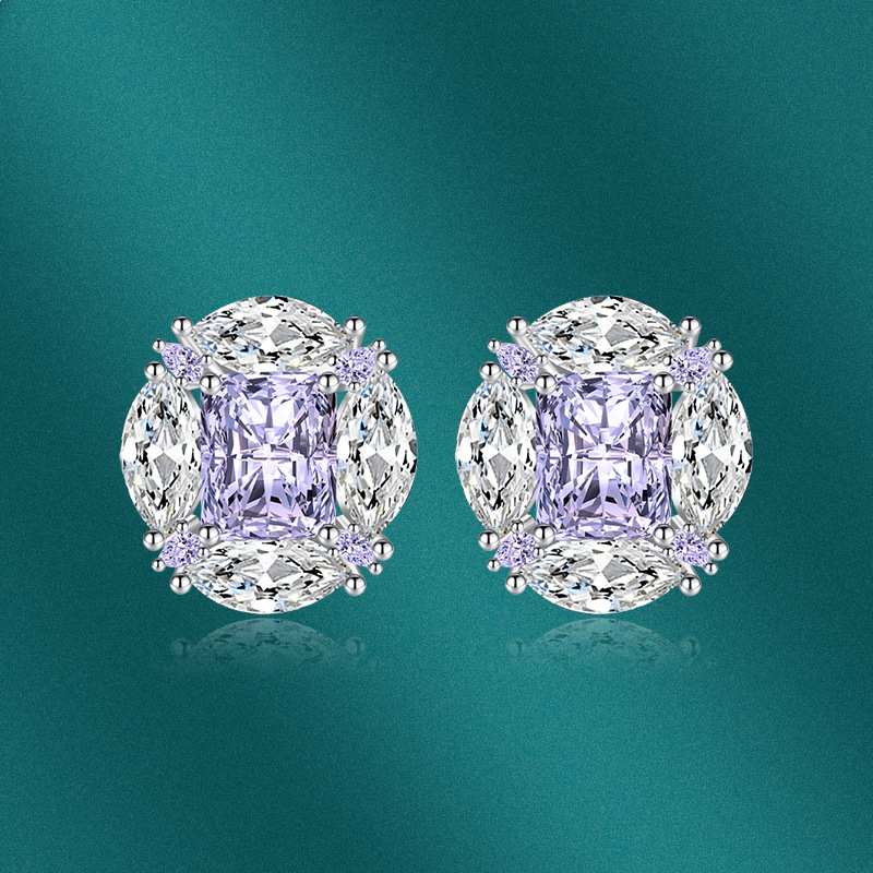 Fashion Water Droplets Copper Inlay Zircon Ear Studs 1 Pair