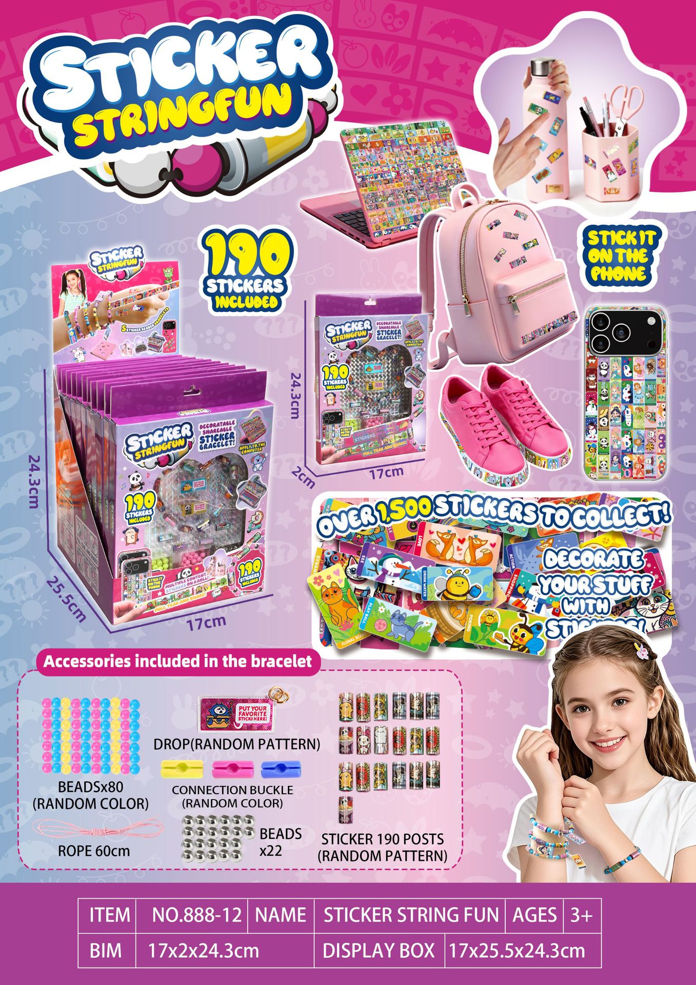 Pegatinas de juguetes para niños pulseras STICKI ROLL productos acabados creativos accesorios pegatinas de cuentas transfronterizas
