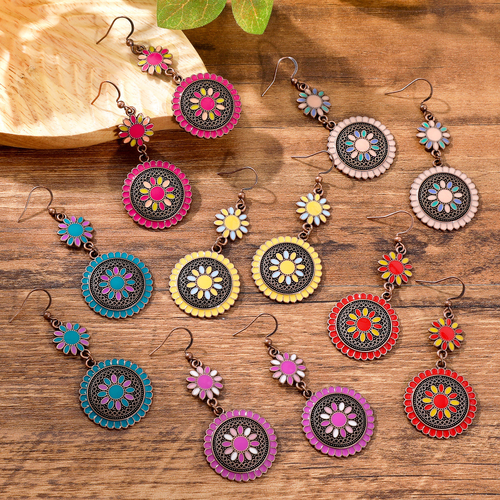 14g Weight Alloy Ear Needle Material Drop Earrings Classification 1 Pair Quantity Daily, Street Occasion Zinc alloy Material Geometric Pattern All Seasons Season Women's Gender Polished Finish Retro Style 1 Pair Retro Geometric Zinc Alloy Drop Earrings 15