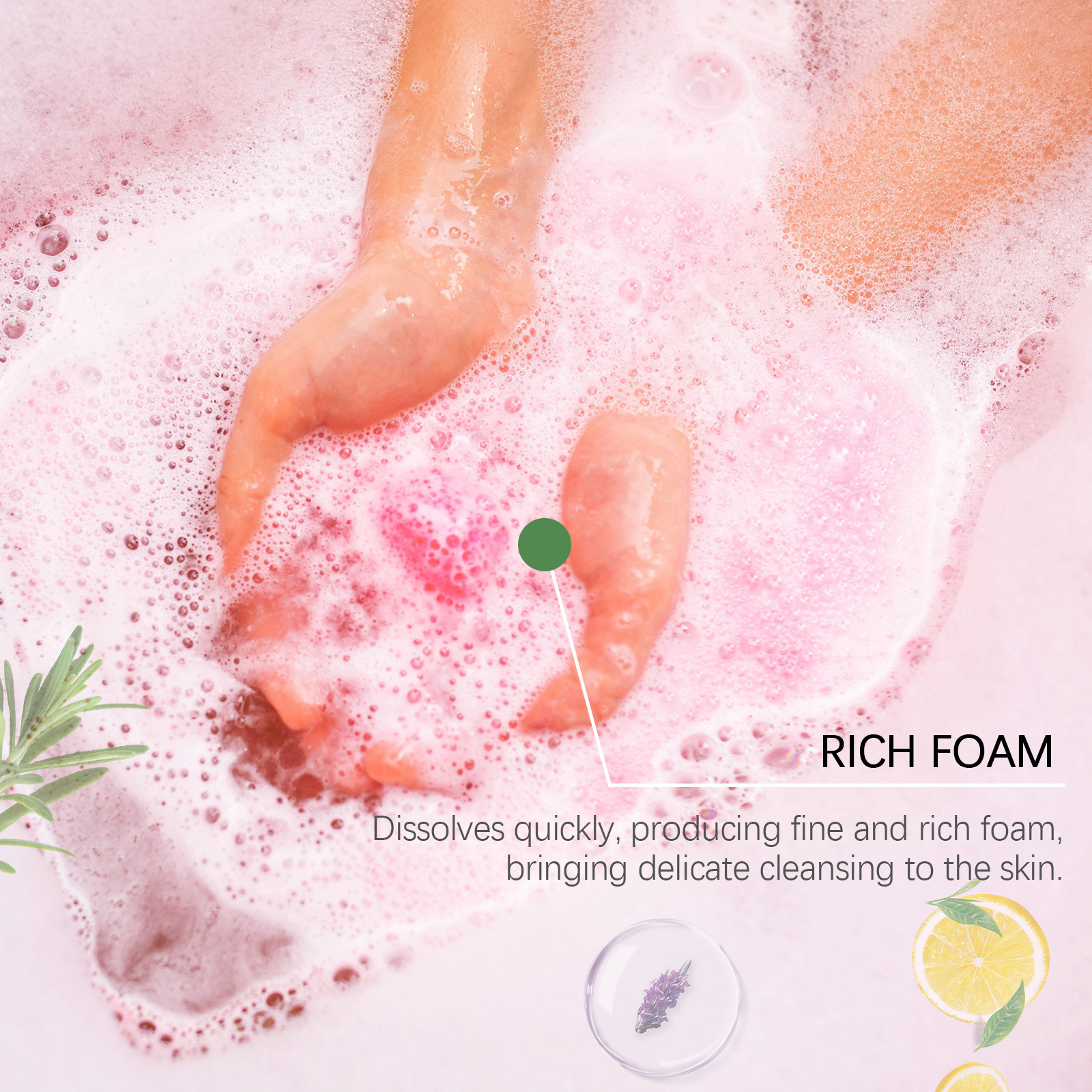 Boule de douche aromatique, parfum de bain aux fleurs botaniques nettoyant et hydratant pour le corps Boule de bain aromatique colorée_voghion.com