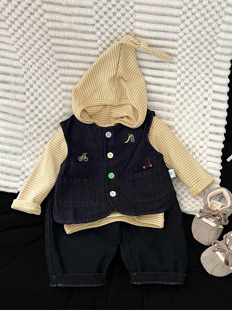 Otoño bebé masculino y femenino chaleco de vaquero neutro coreano plegable vestido de ropa de bebé chaleco de moda