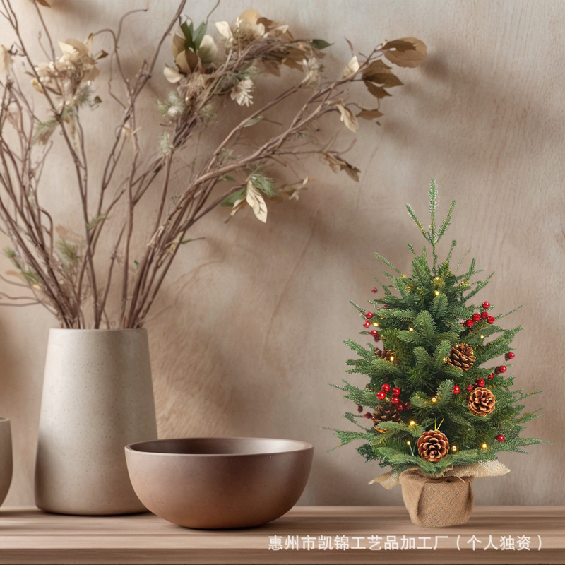 Kaixin クロスボーダークリスマス装飾赤い果実ミニクリスマスツリーシミュレーション松ぼっくりベリーホームデスクトップ装飾品|undefined