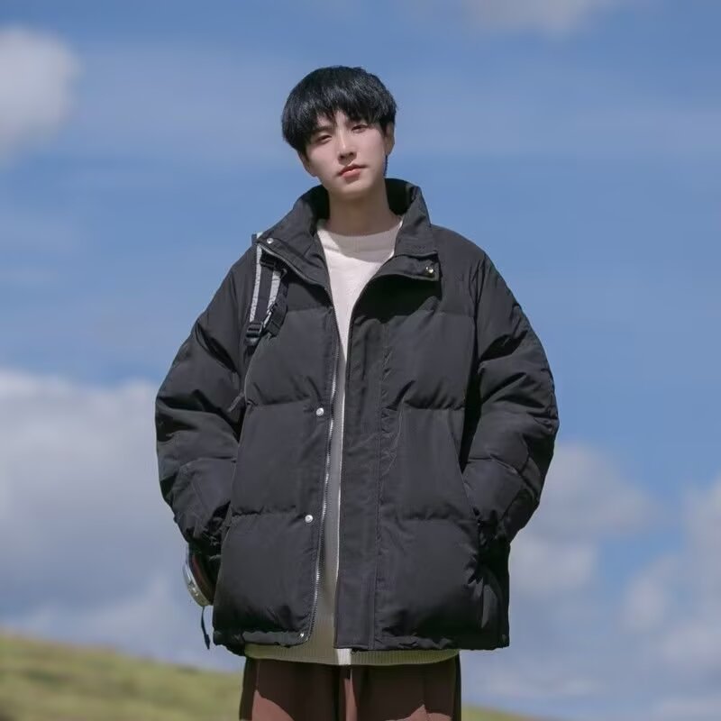 Cross-Border Trendy Men's Cotton Jacket Winter 2025 New Stand Collar Cold-Proof Cotton Coat Warm down Jacket Cotton Clothing Stylish