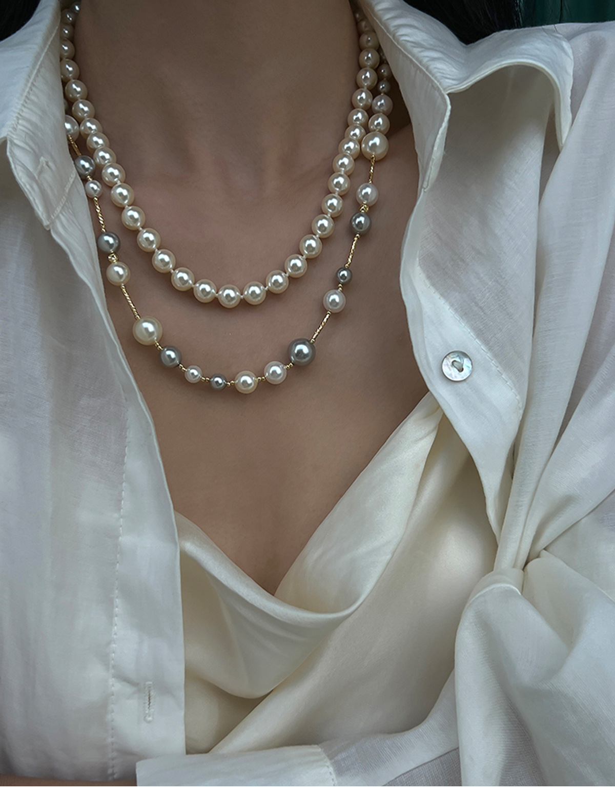 Necklace Classification Mother Pearl Shellfish Copper 18K Gold Plated Plating Geometric Necklace