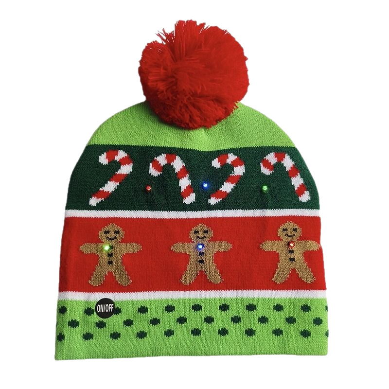 Gorro Navideño Tejido Jacquard con Luces LED de Fibra Acrílica Térmico para Navidad image 7