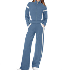 欧美亚马逊2025秋季两件套卫衣运动服休闲开衫套装长裤两件套女