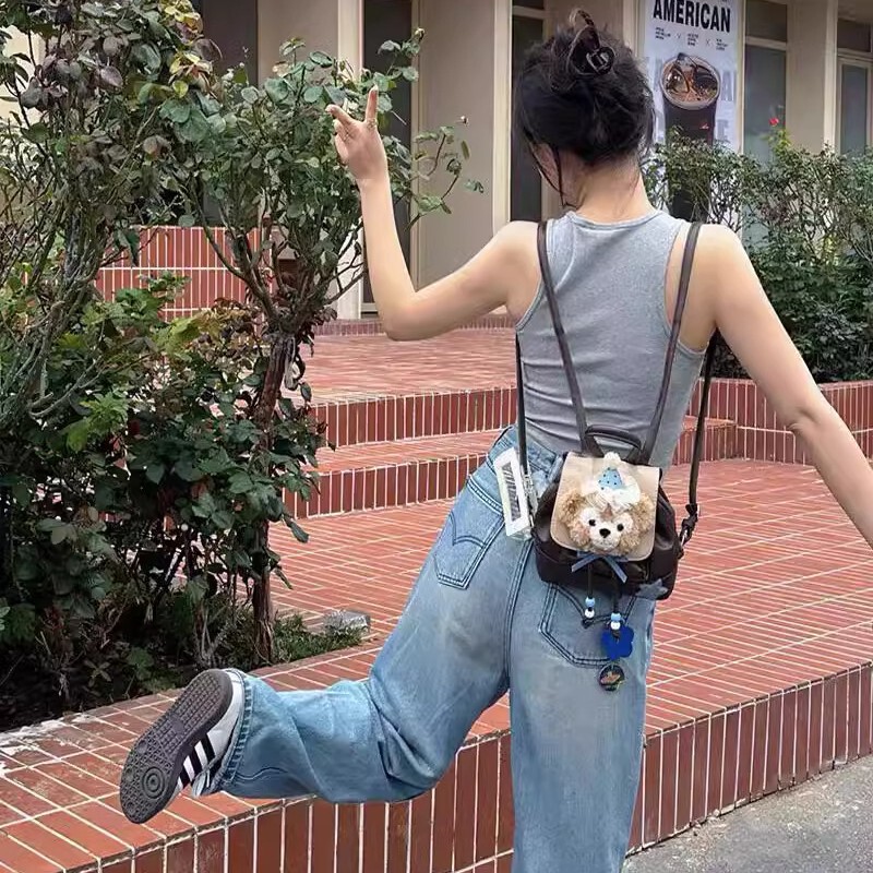 Cute Daffy Bear Backpack Women's 2024 New Ins Style Easiest for Match Brown Mini Fashion Doll Small Backpack Cute Daffy Bear Backpack Women's 2024 New Ins Style Easiest for Match Brown Mini Fashion Doll Small Backpack