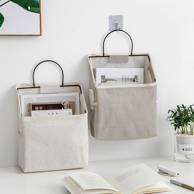Storage Hanging bag Cotton and hemp Fabric art Bedside Storage bag dormitory Home Furnishing Storage bags wall Finishing Bag three-dimensional Storage