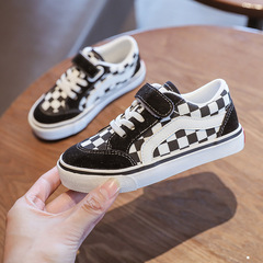 Children's canvas shoes for boys and girls, 2024 new grid style versatile girls' shoes, middle school student shoes