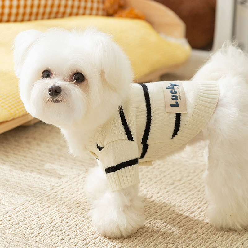 Простой в полоску кардиган свитер черно-белый полосатый маленький пес утолщение осенью и зимой