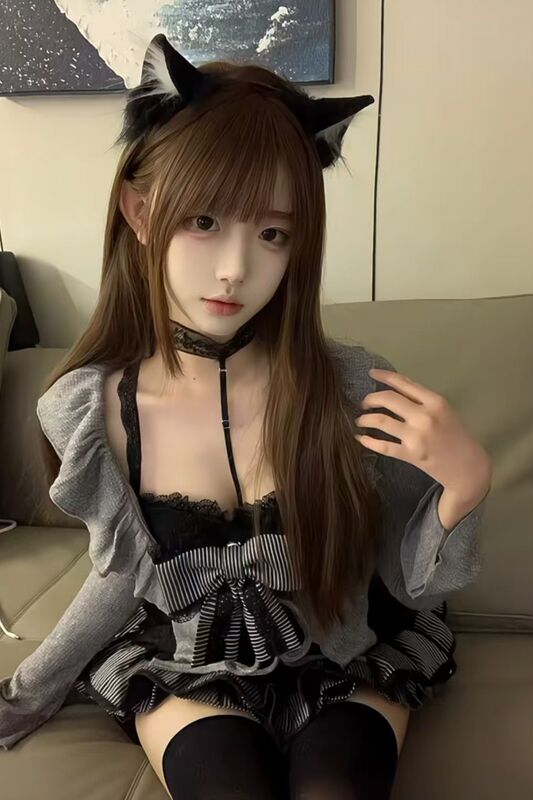 清新学院洛丽塔灰色系带荷叶边开衫蝴蝶结拼接吊带半身裙三件套秋|undefined