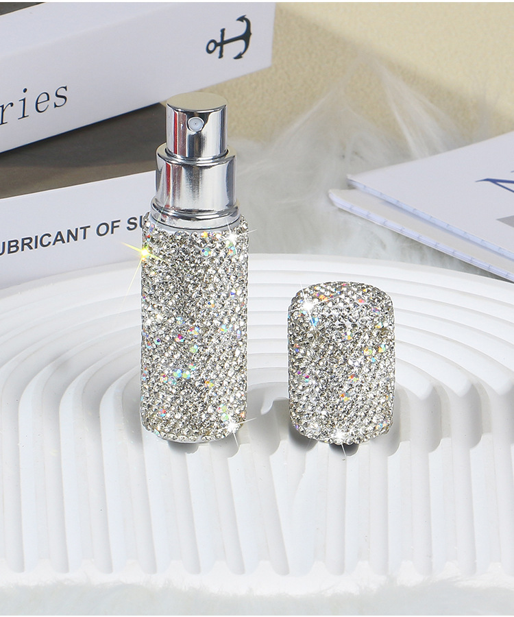 70g Weight Subpackage Bottle Makeup Tools Types 1 Piece Quantity Glass, Clay Diamond Material Solid Color Pattern Glam Style 10ml Diamond-Embedded Perfume Sub-Bottles Vacuum Press Makeup Travel Mini Spray Bottle 6