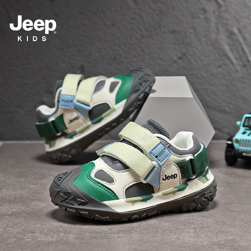 Jeep童鞋2025冬季新款皮面防水防滑男童运动鞋便捷魔术贴女童跑步|undefined
