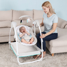 歐式高景觀嬰兒床電動搖椅寶寶搖籃搖床外接電源新生兒躺椅秋千椅