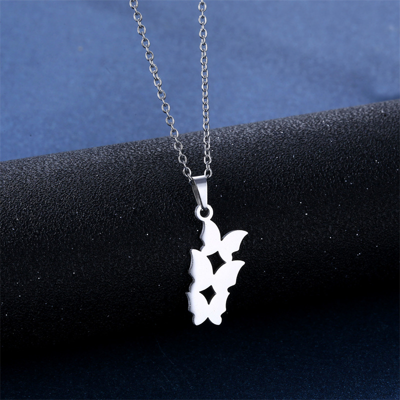 Womenu0027S Simple Style Butterfly Stainless Steel Titanium Steel Pendant Necklace Jewelry Sets