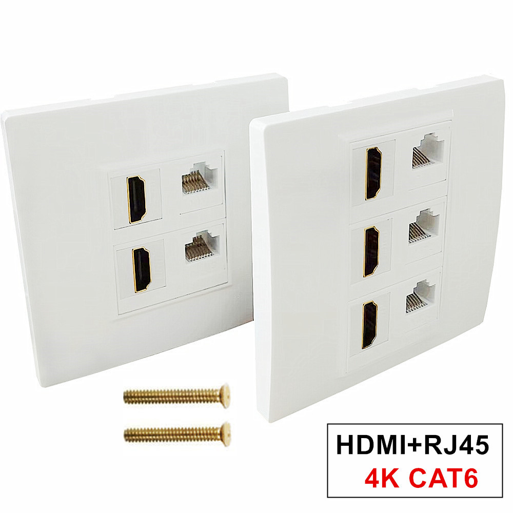 卡扣免焊直插式CAT6千兆4K高清线HDMI插座86型多媒体面板墙插壁插