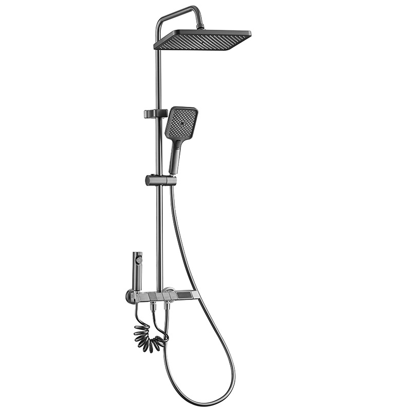 Inicio pistola gris pantalla digital ducha ambiente lámpara ducha juego de ducha de baño de hotel moderno de comercio exterior