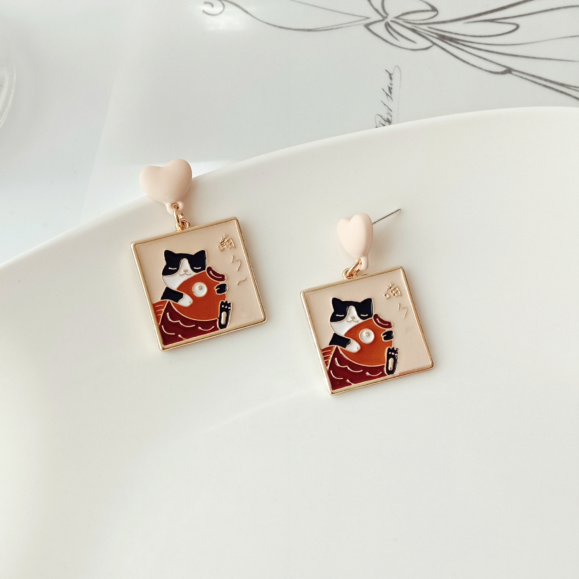 Simple Style Cat Alloy Enamel Drop Earrings 1 Pair display picture 2