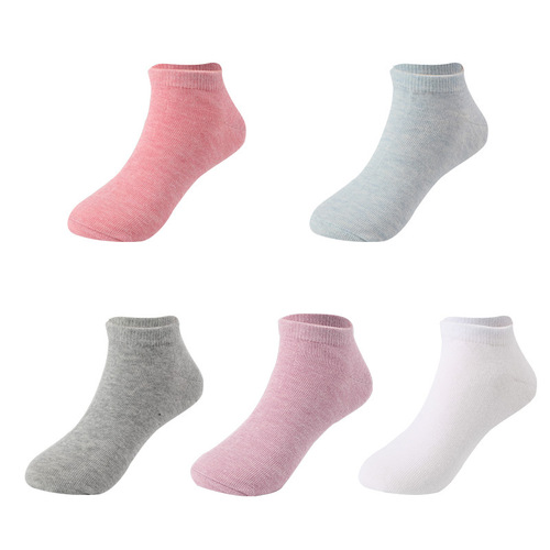 Asrla 5 pairs of boxed socks for women spring and summer boat socks for women low cut shallow socks solid color manufacturer one drop shipping