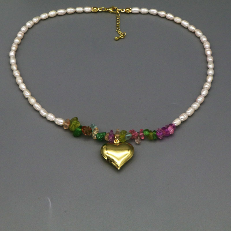 24g Weight Copper Pendant Material Pendant Necklace Classification Freshwater Pearl Chain Material 1 Piece Quantity Daily Occasion Freshwater Pearl, Copper Material Devil's Eye, Heart Shape, Lock Pattern Women's Gender Beaded Design Elegant, Religion Style Freshwater Pearl Copper Beaded Devil's Eye Heart Shape Lock Pendant Necklace 7