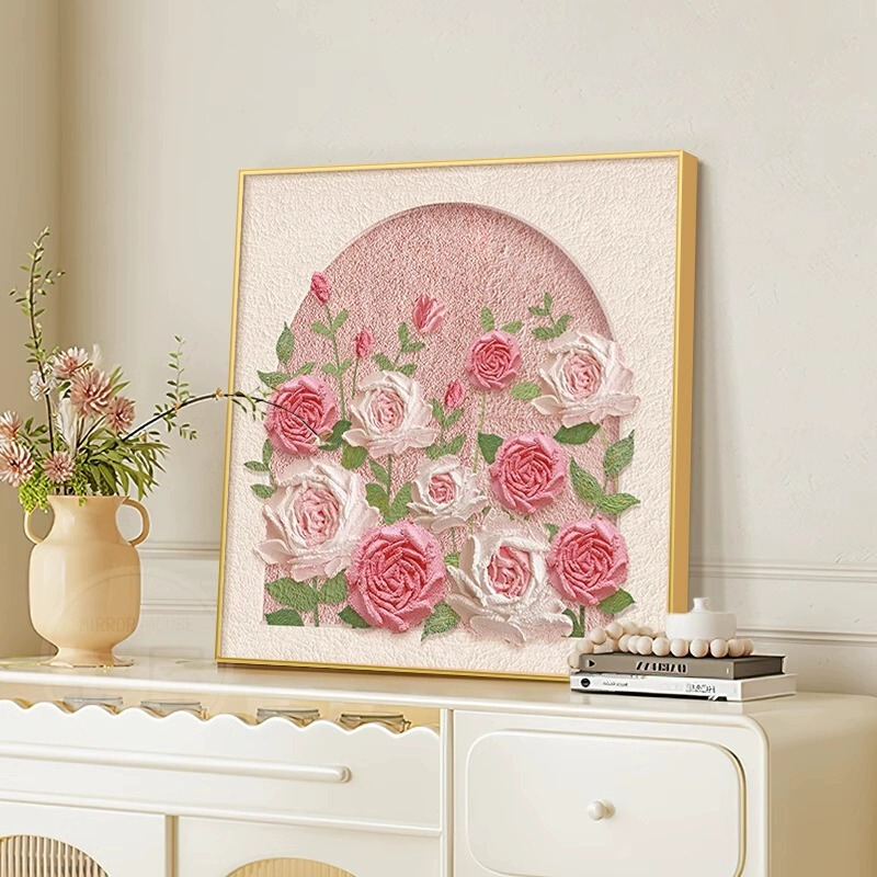 French Cream Style Rose Flower Desktop Painting Art Tv Cabinet Decorative Painting Entrance Restaurant Side Cupboard Hanging Painting French Cream Style Rose Flower Desktop Painting Art Tv Cabinet Decorative Painting Entrance Restaurant Side Cupboard Hanging Painting