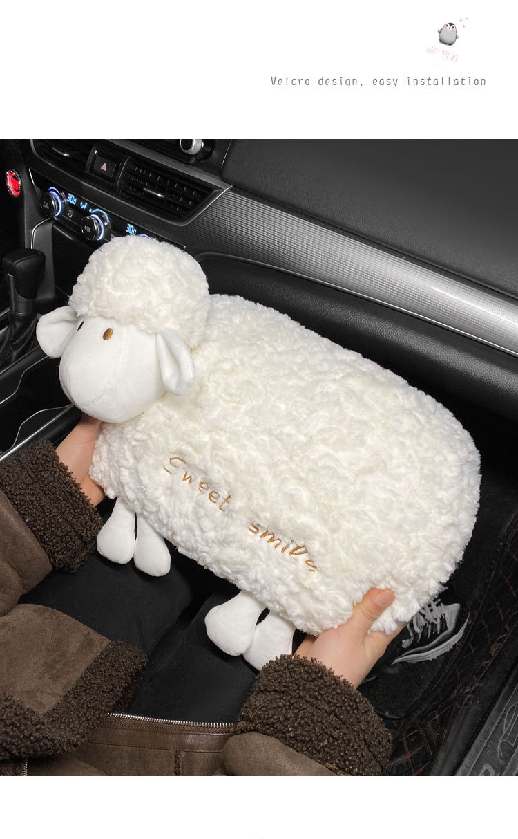 Car Headrest Neck Pillow Creative Cute Little Sheep Car Lumbar Support Cushion Car Seat Cushion Set