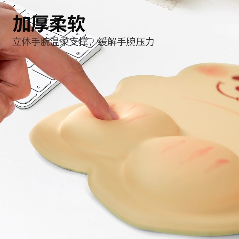 Mantequilla oso almohadilla de muñeca de oficina niñas adorable almohadilla de mesa de alta cara almohadilla de muñeca de teclado de computadora