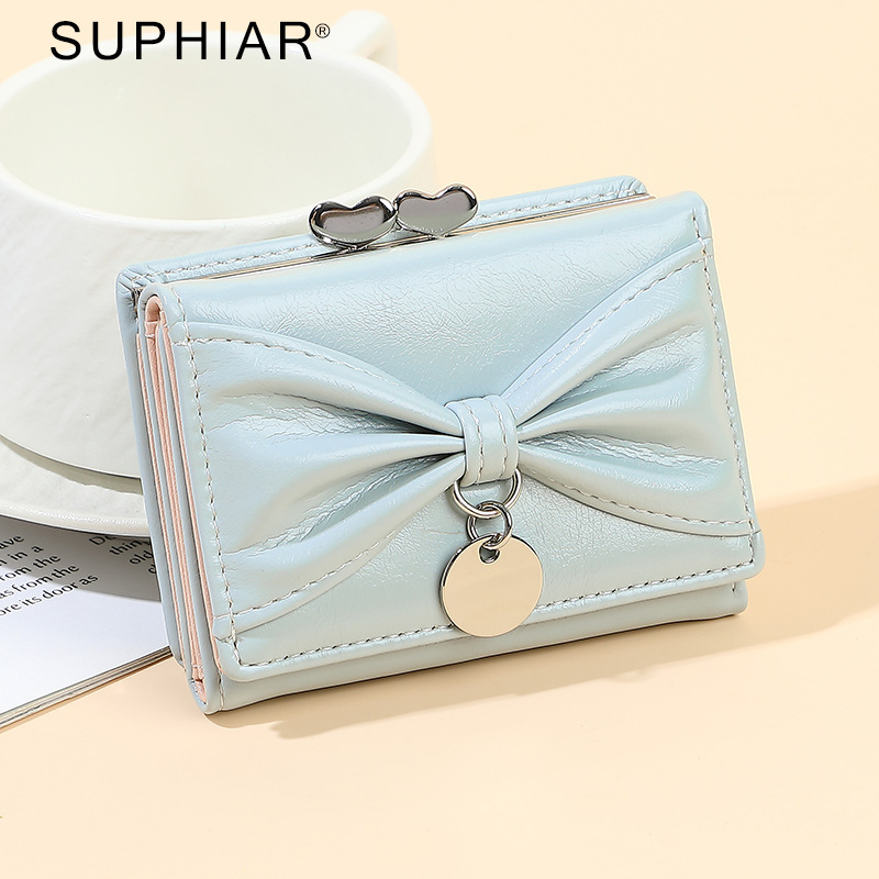 Japanese Fashion Bow Wallet Student Ladies Cute Simple Coin Purse Multifunctional Short Wallet Student Women