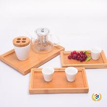 竹制酒店直角托盘茶水盘家用竹木提手盘子餐厅快餐盘双耳水果托盘