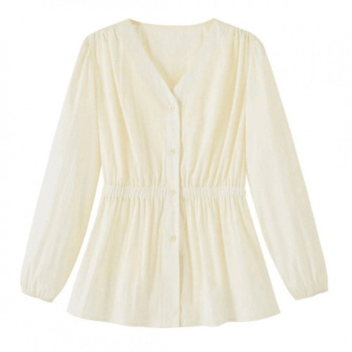 Design for Plus Size Women - Autumn Youthful, 2025 Slimming, Waist-Tightening Early Autumn Shirt Top, Loose Long Sleeve