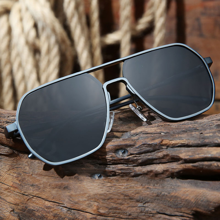 54g Weight Full Frame Glasses Structure Sunglasses Classification PC, UV400 Protection Lens Material Fashion Color Block PC UV400 Protection Polygon Full Frame Men's Sunglasses