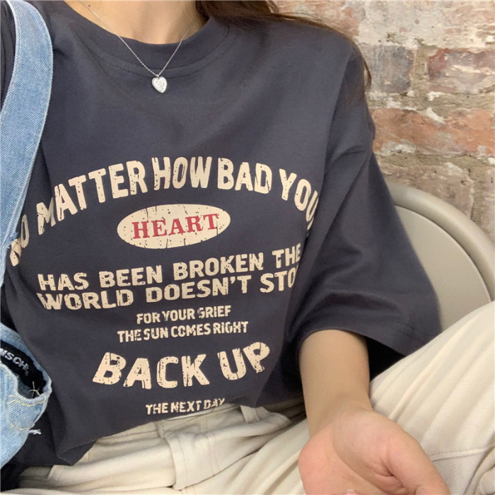 2026 New Spring and Summer Korean Style Back-To-School Season Women's Loose Versatile T-Shirt Short-Sleeve Japanese Style Top Ins Trend 2026 New Spring and Summer Korean Style Back-To-School Season Women's Loose Versatile T-Shirt Short-Sleeve Japanese Style Top Ins Trend